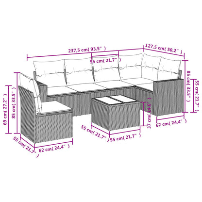 Set Divani da Giardino 7 pz con Cuscini Grigio in Polyrattan - homemem39