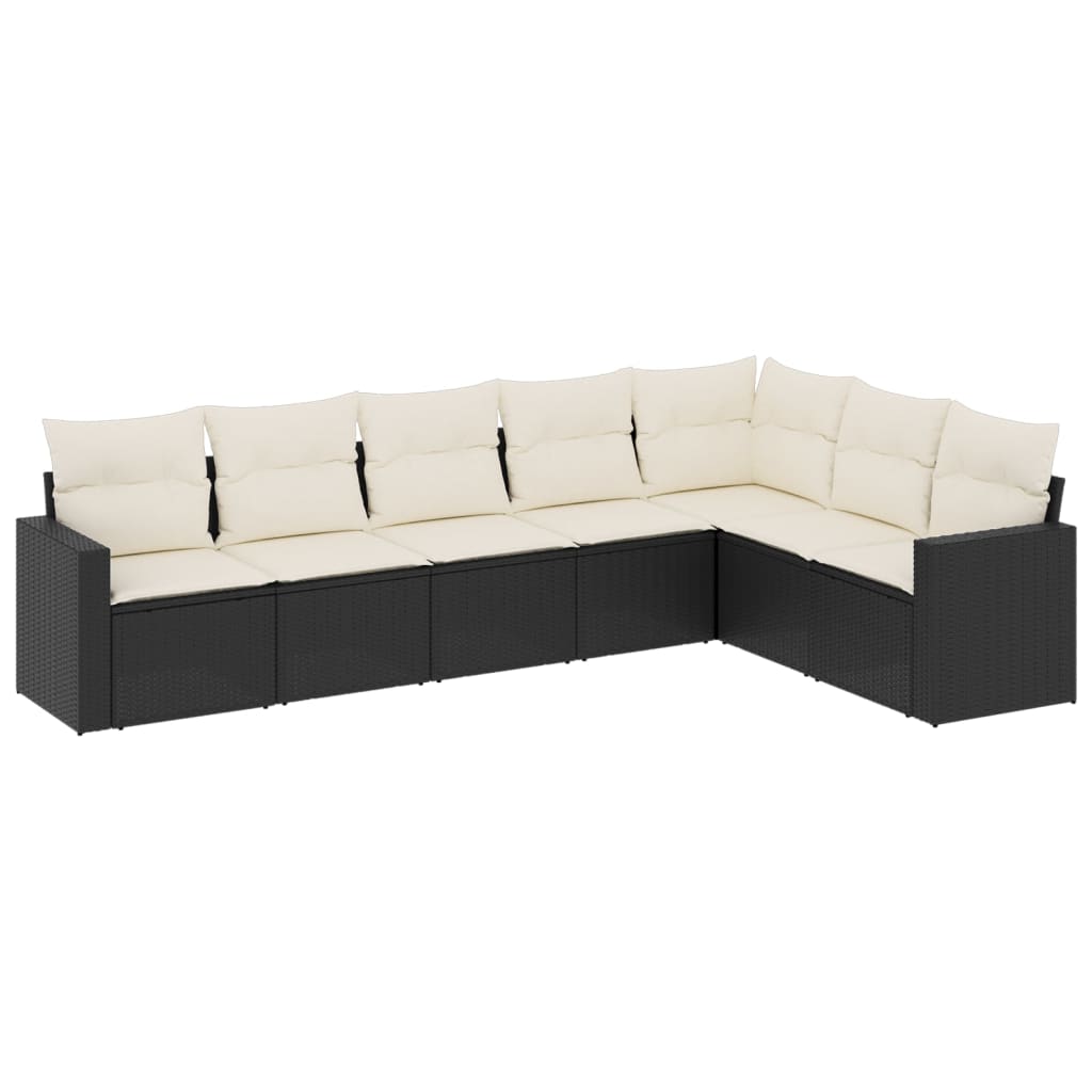 Set Divani da Giardino con Cuscini 7pz Nero Polyrattan - homemem39