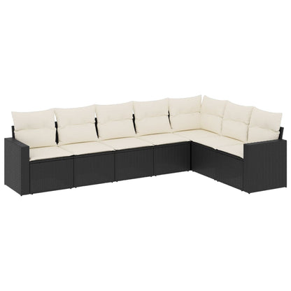 Set Divani da Giardino con Cuscini 7pz Nero Polyrattan - homemem39