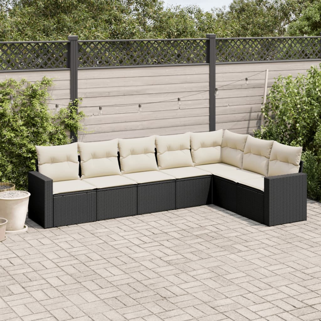 Set Divani da Giardino con Cuscini 7pz Nero Polyrattan - homemem39