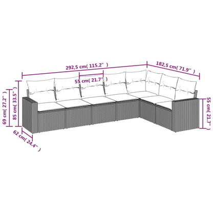 Set Divani da Giardino 7 pz con Cuscini Beige in Polyrattan - homemem39