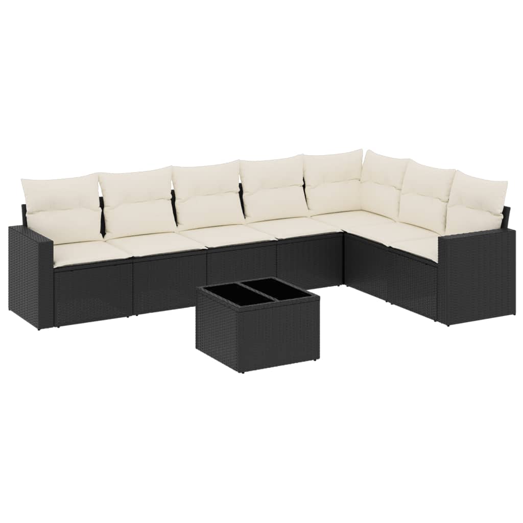 Set Divani da Giardino con Cuscini 8 pz Nero in Polyrattan - homemem39