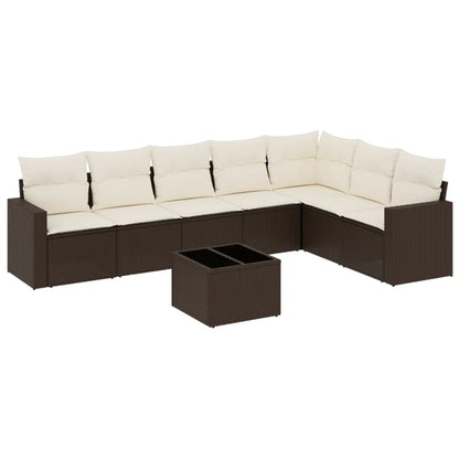 Set Divani da Giardino 8 pz con Cuscini Marrone in Polyrattan - homemem39