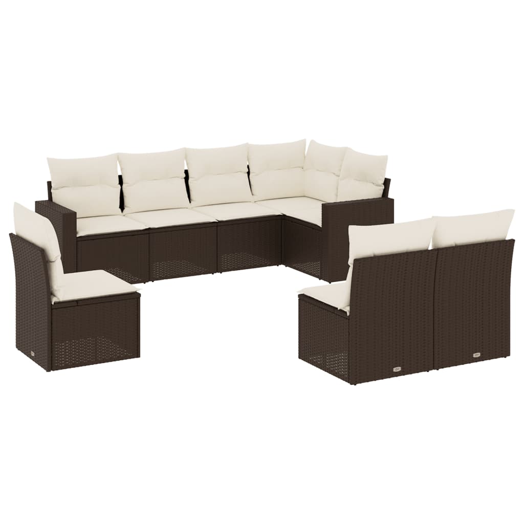 Set Divani da Giardino 8 pz con Cuscini Marrone in Polyrattan - homemem39