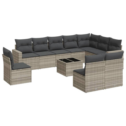 Set Divani da Giardino 11 pz con Cuscini in Polyrattan Grigio - homemem39