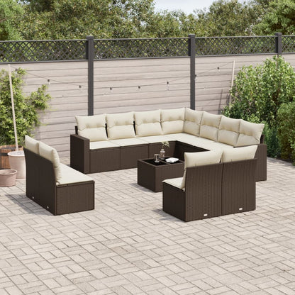 Set Divani da Giardino 12 pz con Cuscini Marrone in Polyrattan - homemem39