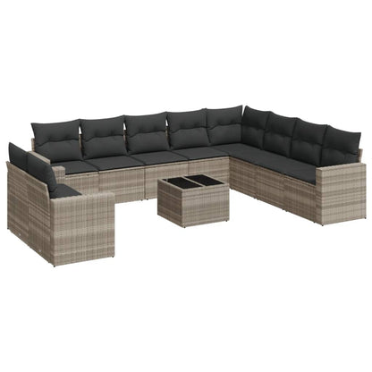 Set Divani da Giardino 11 pz con Cuscini in Polyrattan Grigio - homemem39