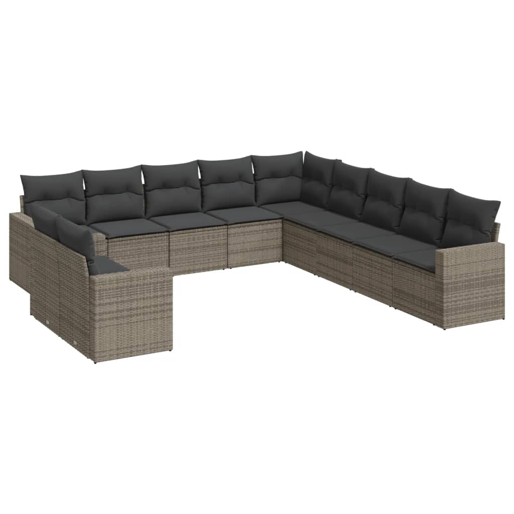 Set Divani da Giardino 11 pz con Cuscini in Polyrattan Grigio - homemem39