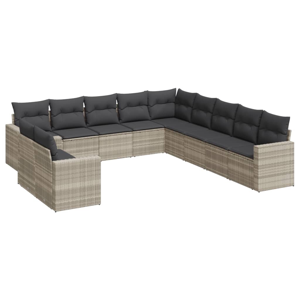 Set Divani da Giardino 11 pz con Cuscini in Polyrattan Grigio - homemem39