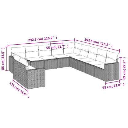 Set Divani da Giardino 11 pz con Cuscini Polyrattan Marrone - homemem39