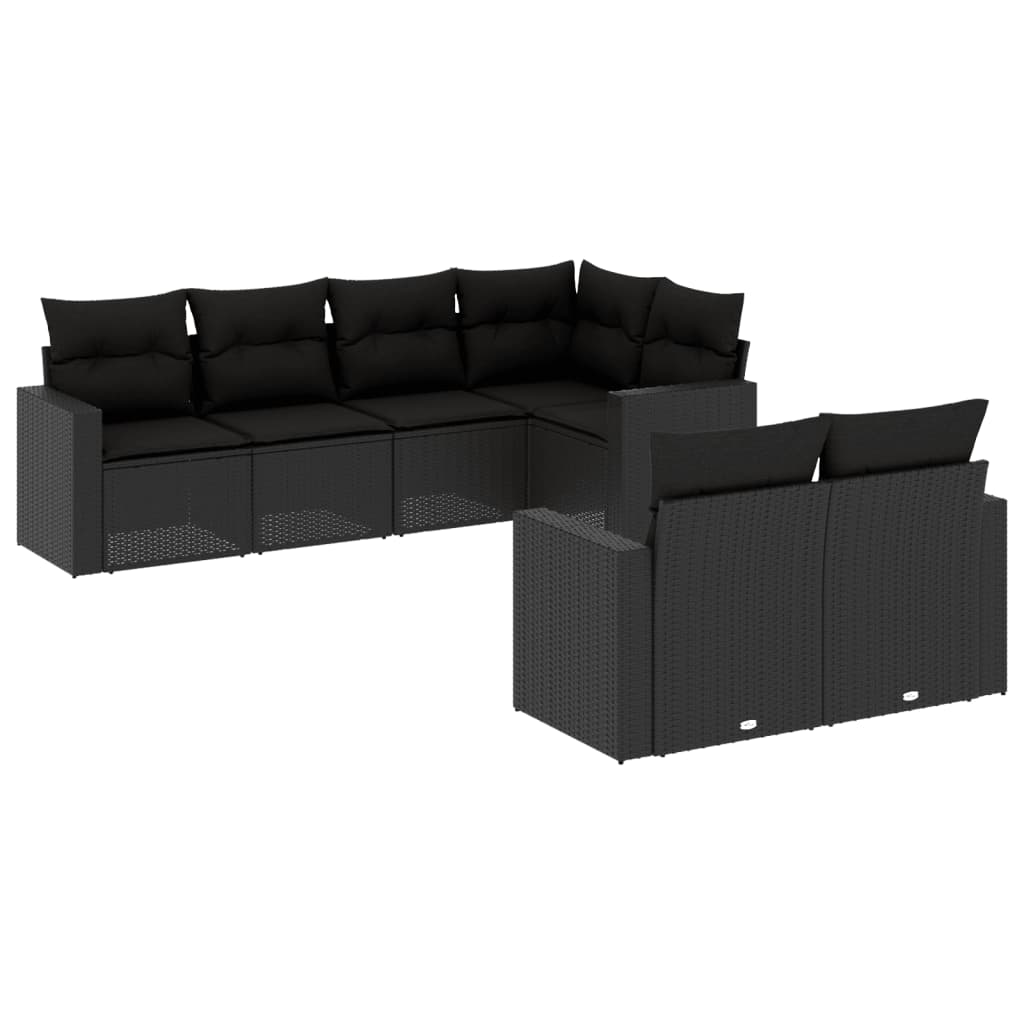 Set Divani da Giardino con Cuscini 7pz Nero Polyrattan - homemem39