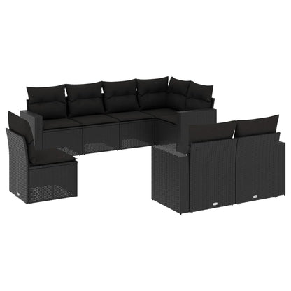 Set Divani da Giardino con Cuscini 8 pz Nero in Polyrattan - homemem39