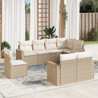 Set Divano da Giardino 8 pz con Cuscini Beige in Polyrattan - homemem39