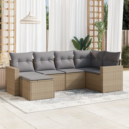 Set Divano da Giardino 6 pz con Cuscini Beige in Polyrattan - homemem39