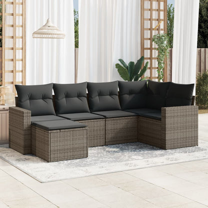 Set Divano da Giardino 6 pz con Cuscini Grigio in Polyrattan - homemem39