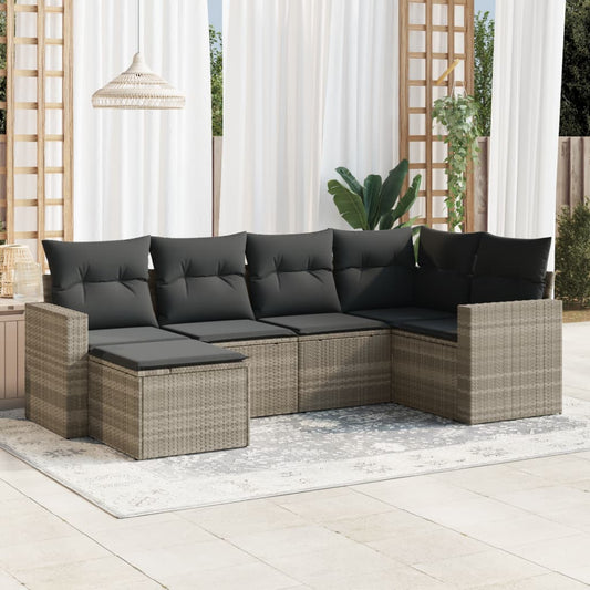 Set Divano da Giardino 6pz con Cuscini Grigio Chiaro Polyrattan - homemem39