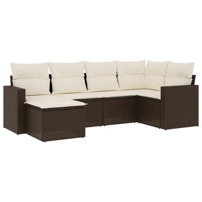 Set Divano da Giardino 6 pz con Cuscini Marrone in Polyrattan - homemem39