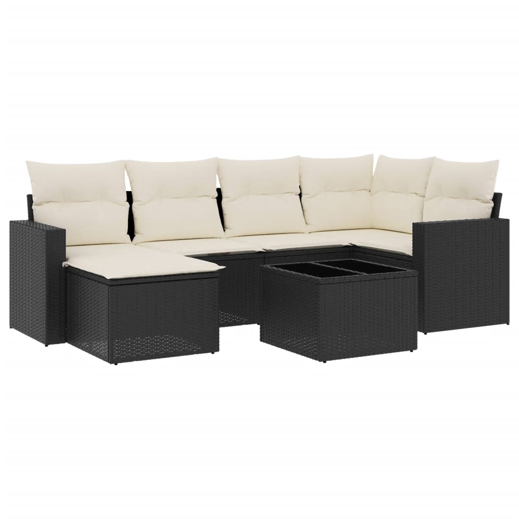 Set Divani da Giardino con Cuscini 7pz Nero Polyrattan - homemem39