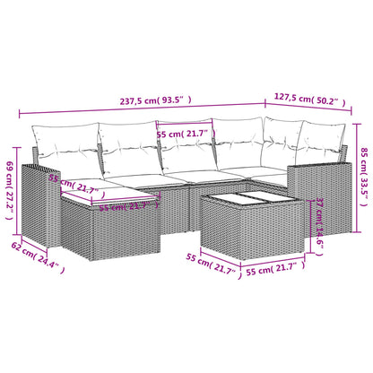 Set Divani da Giardino 7 pz con Cuscini Beige in Polyrattan - homemem39