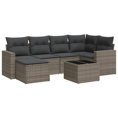 Set Divani da Giardino 7 pz con Cuscini Grigio in Polyrattan - homemem39