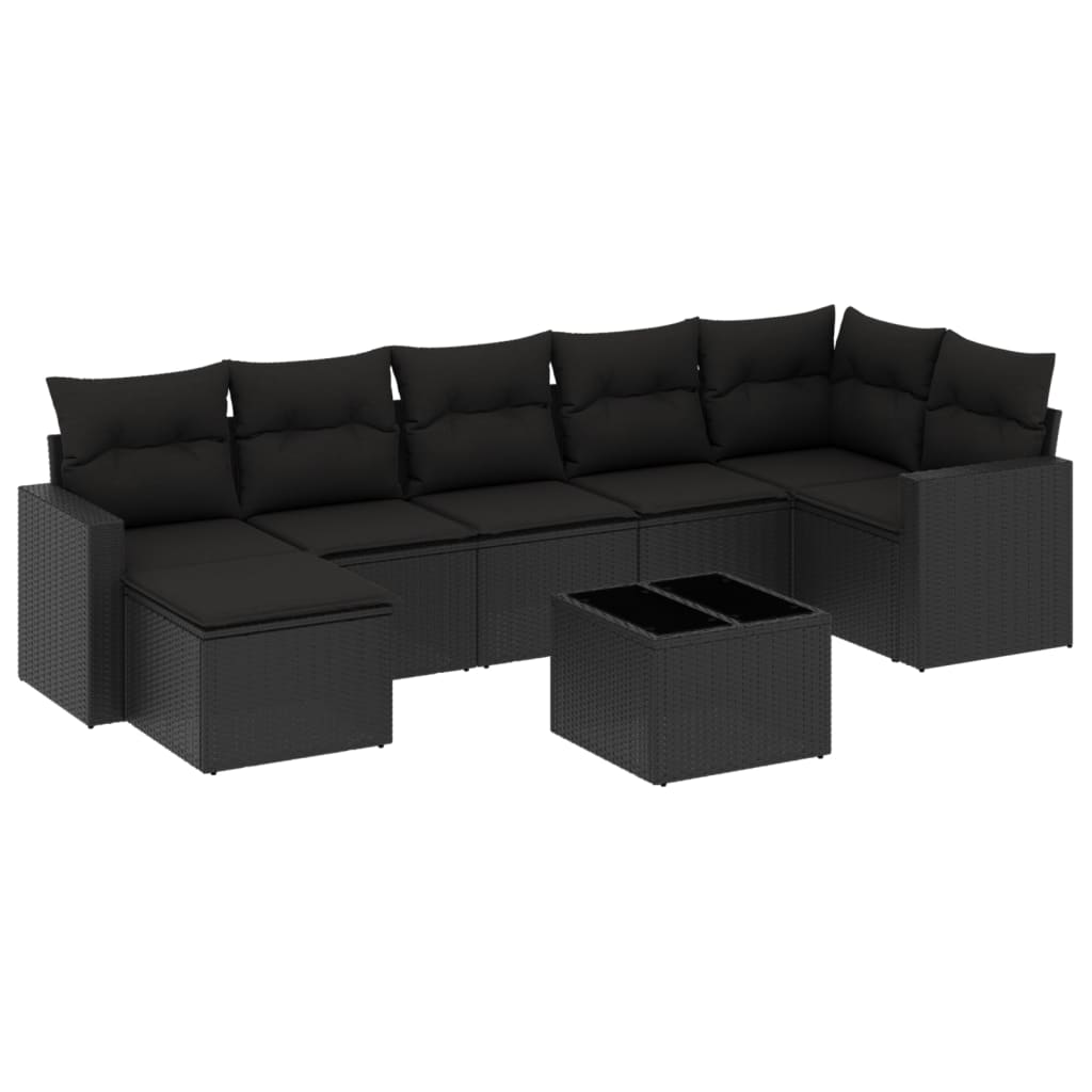 Set Divani da Giardino con Cuscini 8 pz Nero in Polyrattan - homemem39