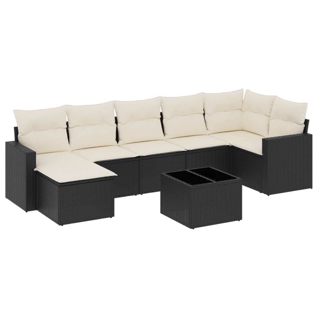 Set Divani da Giardino con Cuscini 8 pz Nero in Polyrattan - homemem39