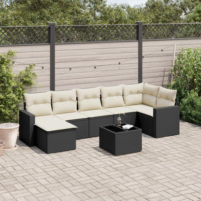 Set Divani da Giardino con Cuscini 8 pz Nero in Polyrattan - homemem39