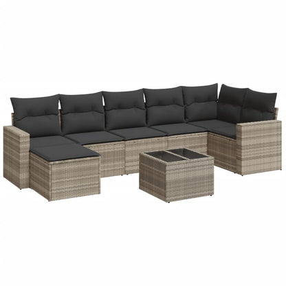 Set Divano da Giardino 8pz con Cuscini Grigio Chiaro Polyrattan - homemem39