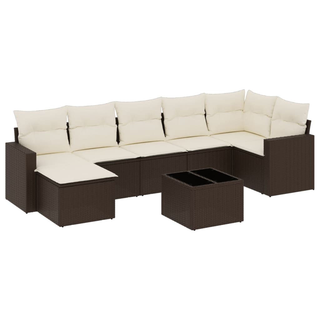 Set Divani da Giardino 8 pz con Cuscini Marrone in Polyrattan - homemem39