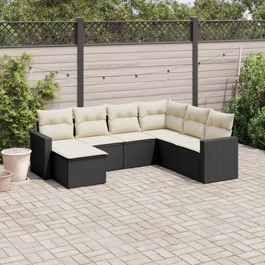 Set Divani da Giardino con Cuscini 7pz Nero Polyrattan - homemem39