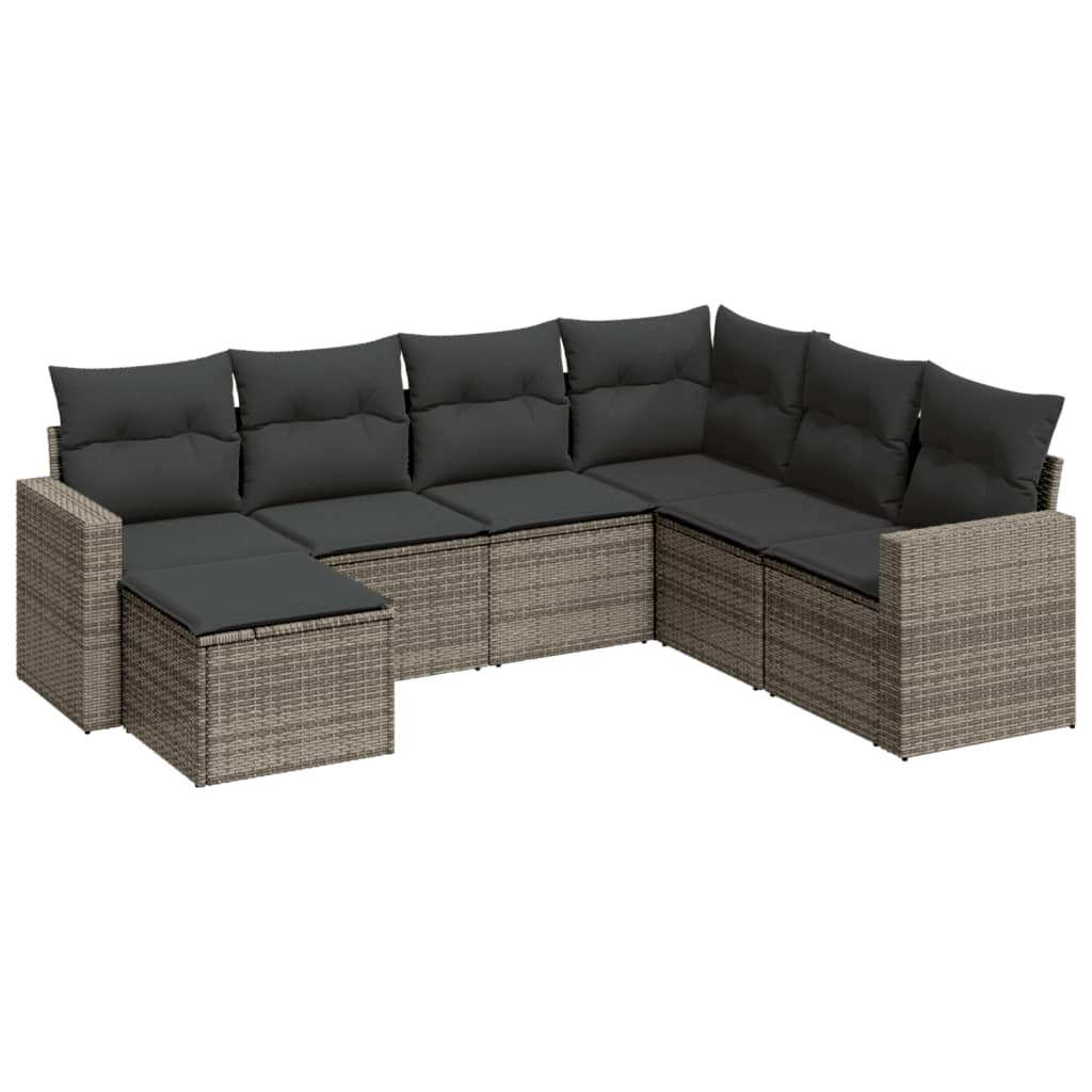 Set Divani da Giardino 7 pz con Cuscini Grigio in Polyrattan - homemem39