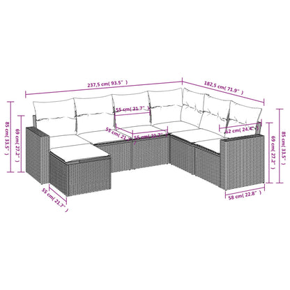 Set Divani da Giardino 7 pz con Cuscini Grigio in Polyrattan - homemem39