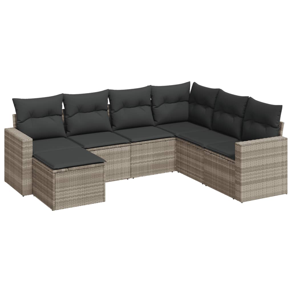 Set Divani da Giardino 7pz con Cuscini Grigio Chiaro Polyrattan - homemem39