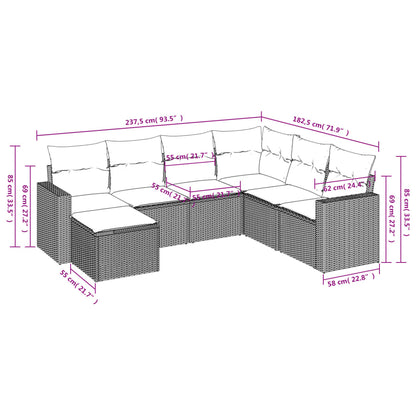 Set Divani da Giardino 7 pz con Cuscini Marrone in Polyrattan - homemem39