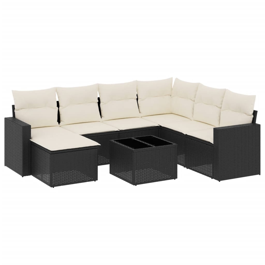 Set Divani da Giardino con Cuscini 8 pz Nero in Polyrattan - homemem39