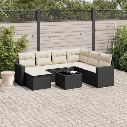 Set Divani da Giardino con Cuscini 8 pz Nero in Polyrattan - homemem39