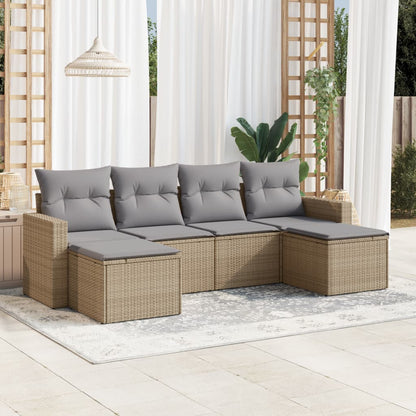 Set Divano da Giardino 6 pz con Cuscini Beige in Polyrattan - homemem39