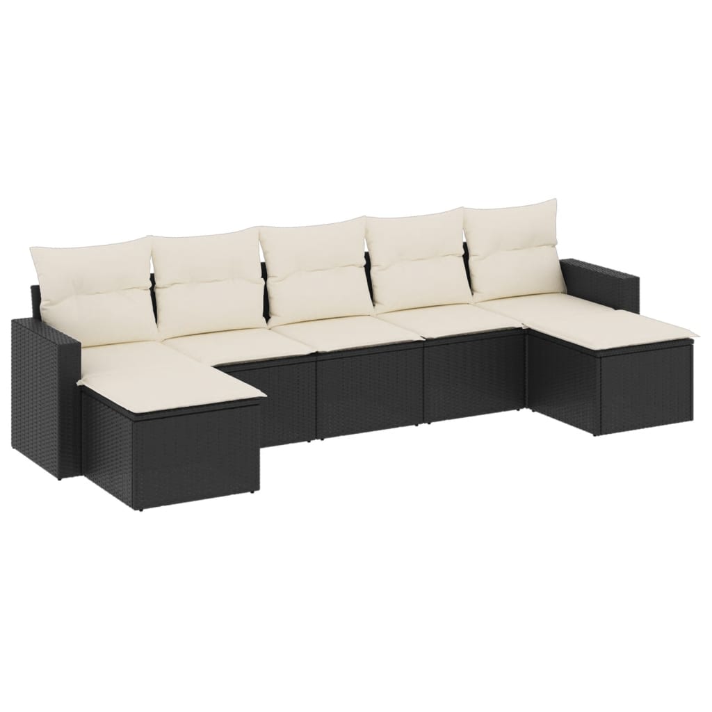 Set Divani da Giardino con Cuscini 7pz Nero Polyrattan - homemem39