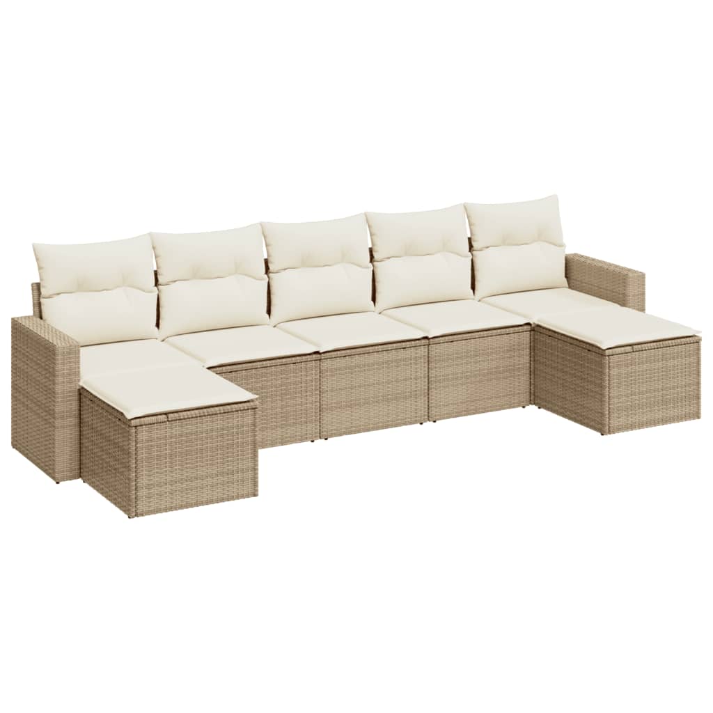 Set Divani da Giardino 7 pz con Cuscini Beige in Polyrattan - homemem39