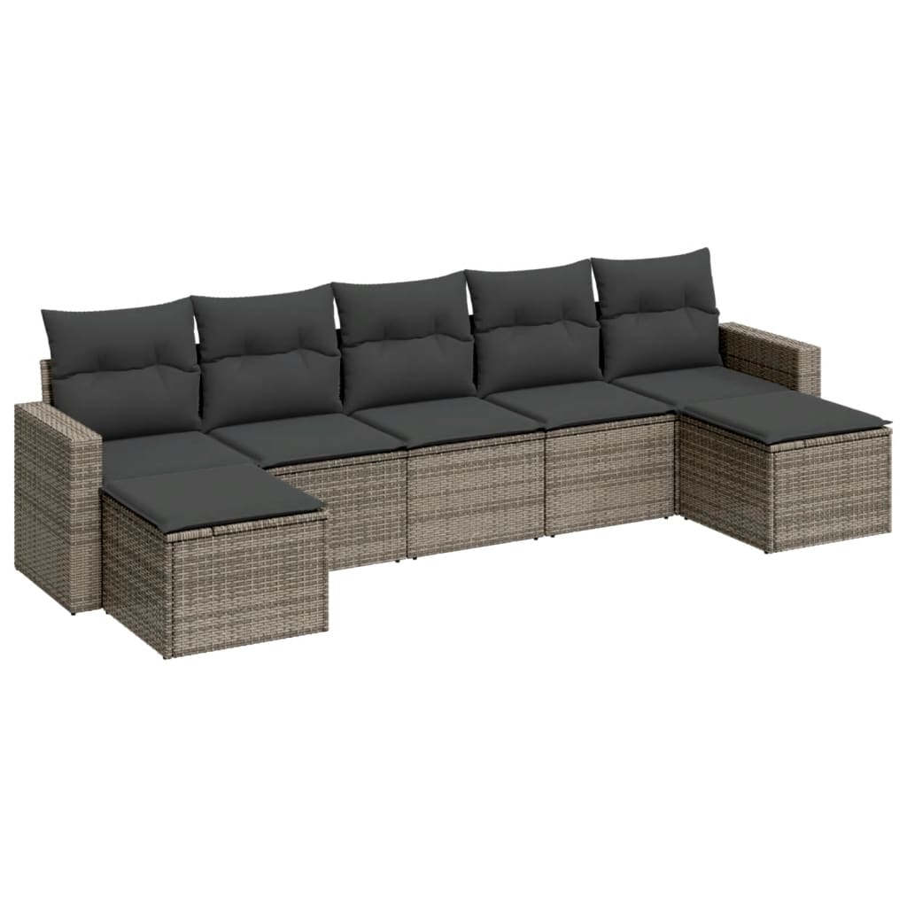 Set Divani da Giardino 7 pz con Cuscini Grigio in Polyrattan - homemem39