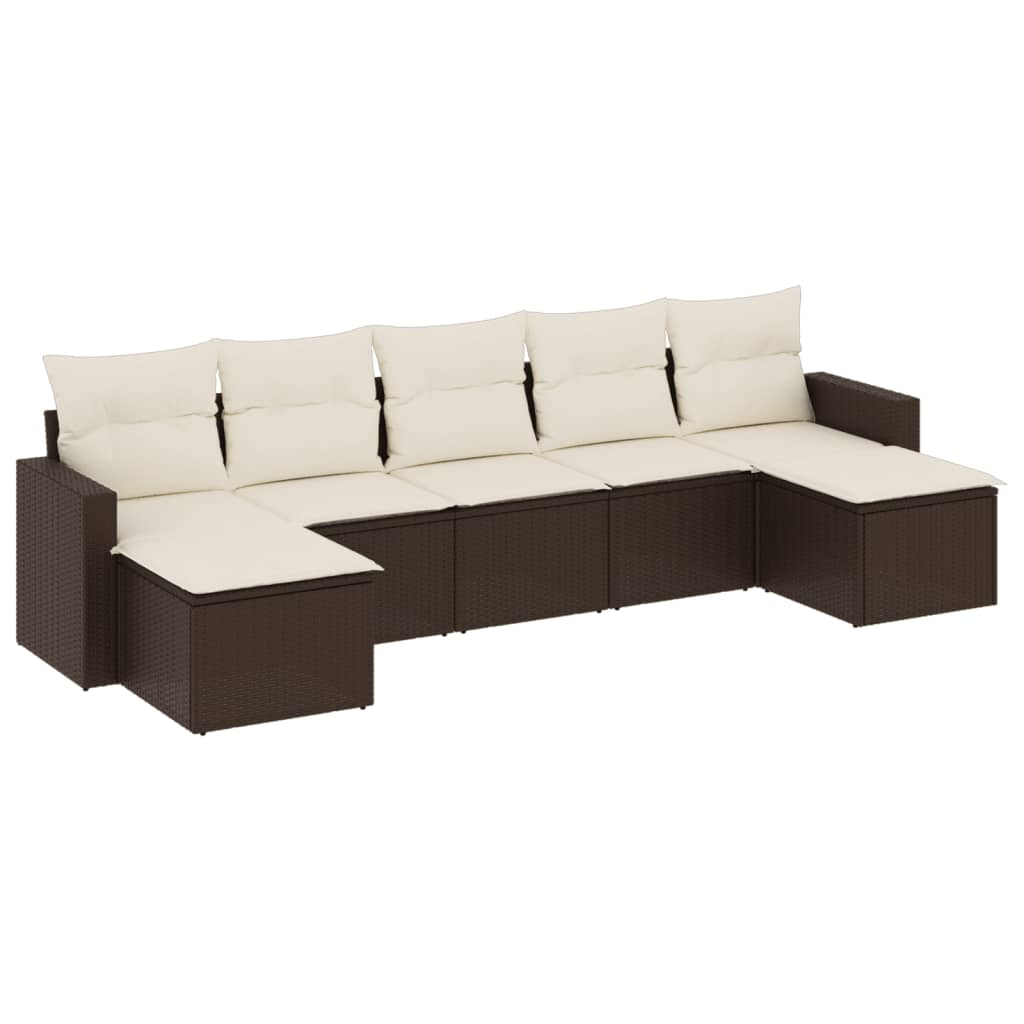 Set Divani da Giardino 7 pz con Cuscini Marrone in Polyrattan - homemem39