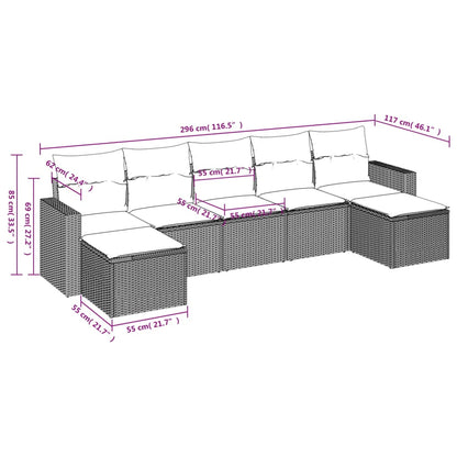 Set Divani da Giardino 7 pz con Cuscini Marrone in Polyrattan - homemem39