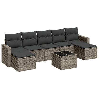 Set Divano da Giardino 8 pz con Cuscini Grigio in Polyrattan - homemem39