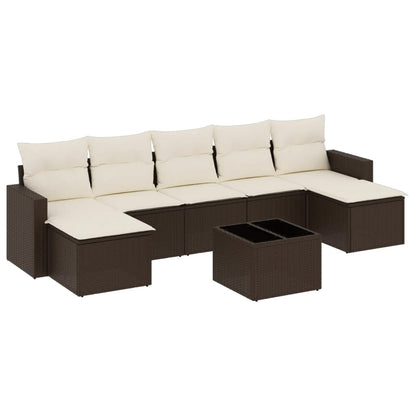 Set Divani da Giardino 8 pz con Cuscini Marrone in Polyrattan - homemem39