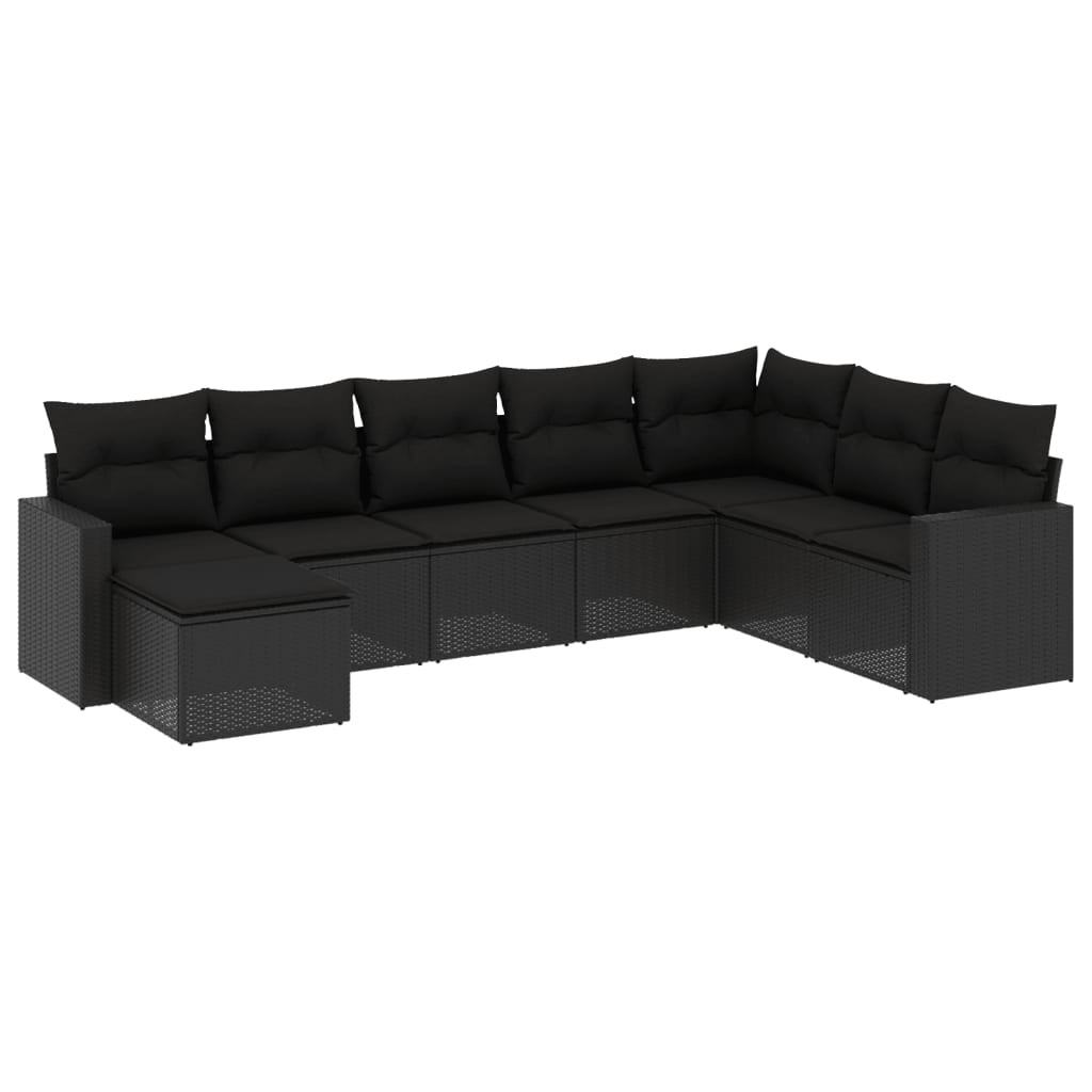 Set Divani da Giardino con Cuscini 8 pz Nero in Polyrattan - homemem39