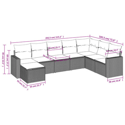 Set Divano da Giardino 8 pz con Cuscini Grigio in Polyrattan - homemem39