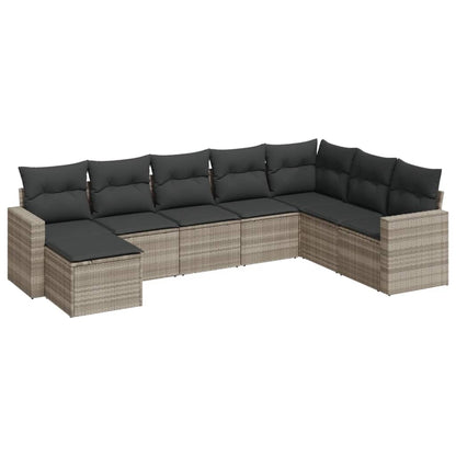 Set Divano da Giardino 8pz con Cuscini Grigio Chiaro Polyrattan - homemem39