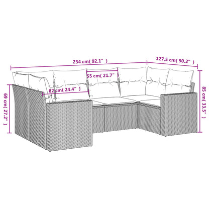 Set Divano da Giardino 6 pz con Cuscini Marrone in Polyrattan - homemem39