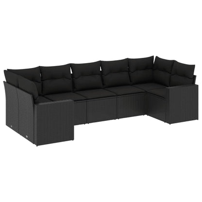 Set Divani da Giardino con Cuscini 7pz Nero Polyrattan - homemem39