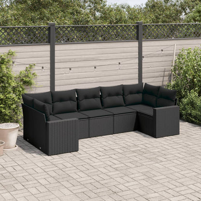 Set Divani da Giardino con Cuscini 7pz Nero Polyrattan - homemem39